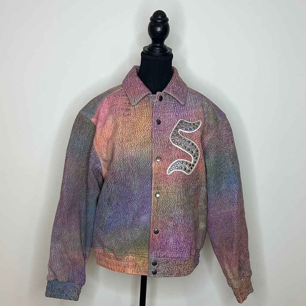 [UNISEX] SUPREME Multicolour Real Lamb Leather Varsity Jacket S | Deadstock - Picture 2 of 12